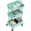 Simple Houseware 3-Tier Multifunctional Rolling Utility Cart with Hanging Bucket, Turquoise view 2