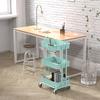 Simple Houseware 3-Tier Multifunctional Rolling Utility Cart with Hanging Bucket, Turquoise view 4