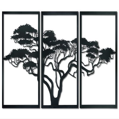 Baupor Tree of Africa Metal Wall Art Tree of Life Metal Wall Art 3x Large Metal Tree Wall Decor Artwork for Home Decorations Farmhouse Decor Rustic Decor Cabin Decor 47inch x 24in Black