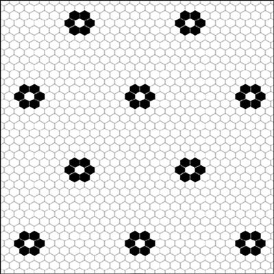 Itsy Bitsy Mini Black and White Hexagon Flower Tile Dollhouse Flooring Wallpaper 1:12 Scale Peel and Stick 12In x 18In Self-Adhesive, SF-O-WAL1597-PS-L