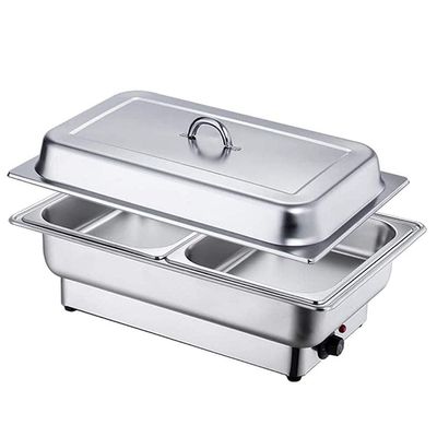 MNSSRN Electric Heating Buffet Stove, 220V Portable Stainless Steel Self-Service Stove with Lid, Electric Heating Buffy Stove, Self-Service Holding Stove Breakfast Hob,1/2