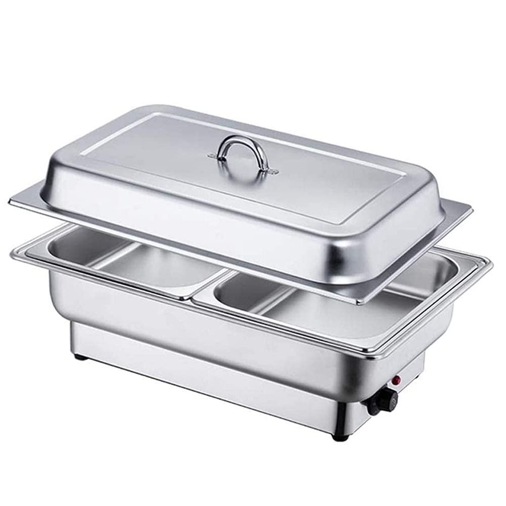 MNSSRN Electric Heating Buffet Stove, 220V Portable Stainless Steel Self-Service Stove with Lid, Electric Heating Buffy Stove, Self-Service Holding Stove Breakfast Hob,1/2