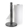 Flexzion Marble Paper Towel Holder 12 inch (Black) - Kitchen Countertop Paper Towel Holder Stand Rack with Roll Dispenser Pole and Weighted Marble Base for Tables Home Dining Bathroom Storage view 1