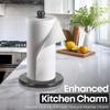 Flexzion Marble Paper Towel Holder 12 inch (Black) - Kitchen Countertop Paper Towel Holder Stand Rack with Roll Dispenser Pole and Weighted Marble Base for Tables Home Dining Bathroom Storage view 2