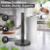Flexzion Marble Paper Towel Holder 12 inch (Black) - Kitchen Countertop Paper Towel Holder Stand Rack with Roll Dispenser Pole and Weighted Marble Base for Tables Home Dining Bathroom Storage view 4