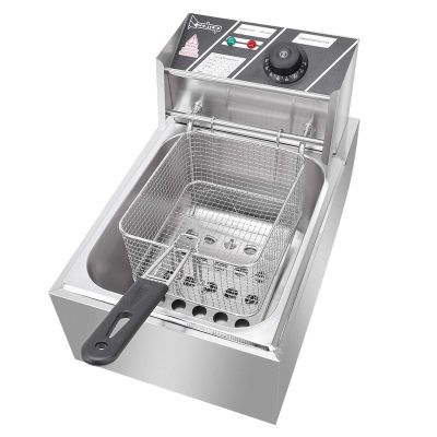 Babilo fryer, fryer with a basket, stainless steel fryer, with filter system, (large frying basket/large handle) for commercial and domestic use (Single fryer)