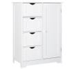 MUPATER Small Storage Cabinet Organizer with 4 Drawers and 1 Cupboard, Freestanding Compact Floor Towel Cabinet for Bathroom and Entryway, White view 1