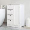 MUPATER Small Storage Cabinet Organizer with 4 Drawers and 1 Cupboard, Freestanding Compact Floor Towel Cabinet for Bathroom and Entryway, White view 2