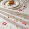 AMZALI Table Cloth Embroidery Floral Pattern Wrinkle Free Heavy Weight Cotton Linen Farmhouse Tablecloth Decorative Fabric Tassel Table Cover for Outdoor and Indoor Use (Rectangle,55 x 102 Inch) view 3