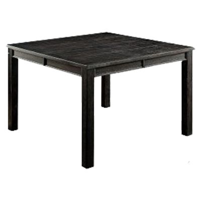 Benjara Rectangular Top Wooden Counter Height Table with Block Legs, Black