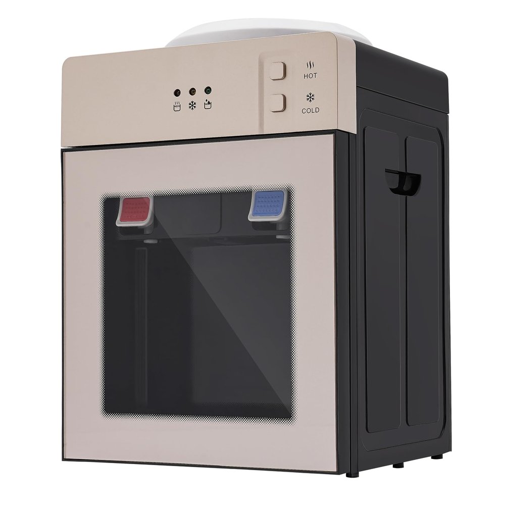 Electric Water Cooler Dispenser, 5 Gal Top Loading Countertop Water cooler D-ispenser Compact Mini Hot & Cold Water Cooler dispenser Mini Electric Desktop Table Drinking Machine for Home Office School