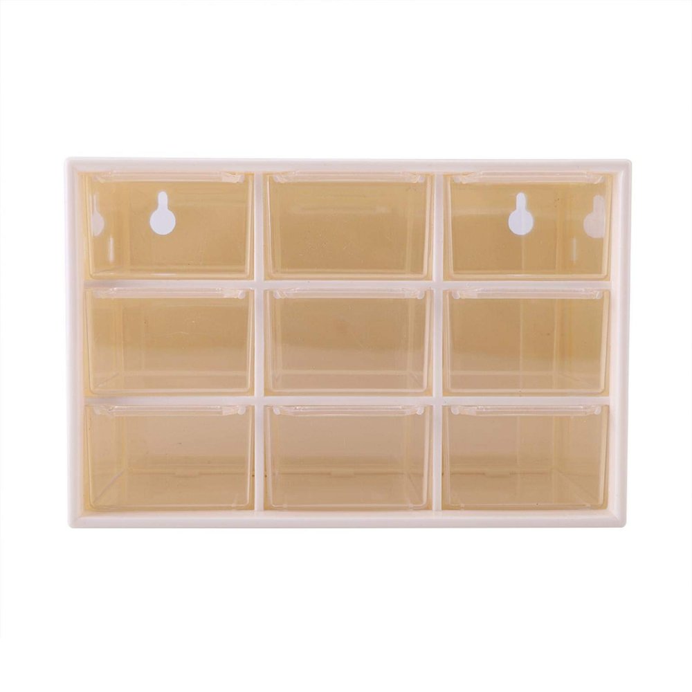 Alvinlite Drawers Storage Cabinet Organiser Multi Portable Plastic Drawers Organizer 9 Lattice Mini Cabinets Drawer for Jewelry Cosmetic Storage Box(white)