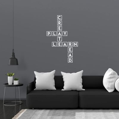 YOKIKI Vinyl Phrase Decals Create Play Learn Read Family Wall Stickers Mural Art Home Decor for Living Room Bedroom Wall Art Mural Drop Shipping