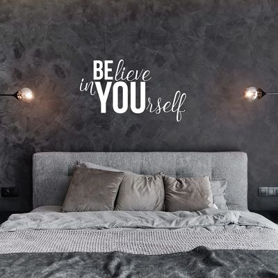 YOKIKI Vinyl Phrase Decals Believe in Yourself Home Decor Vinyl Wall Stickers Living Room Bedroom Wall Art Sticker Murals
