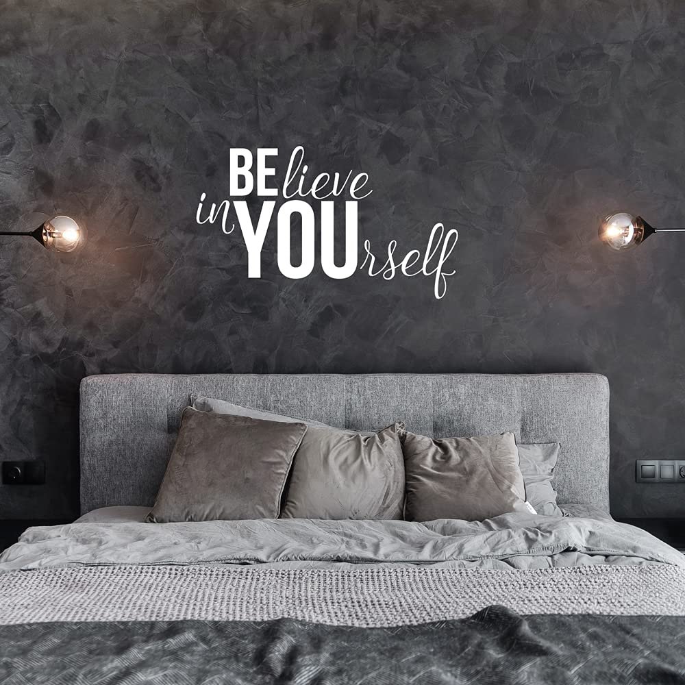 YOKIKI Vinyl Phrase Decals Believe in Yourself Home Decor Vinyl Wall Stickers Living Room Bedroom Wall Art Sticker Murals