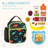 Bagseri Kids Lunch Box for Boys - Insulated Toddler Lunch Bag Fits Bento Box, Reusable Daycare Cooler Tote with Clip Handle, Water-Resistant Lining, Black Dinosaur view 3