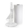 Flexzion Marble Paper Towel Holder 12 inch (White) - Kitchen Countertop Paper Towel Holder Stand Rack with Roll Dispenser Pole and Weighted Marble Base for Tables Home Dining Bathroom Storage view 1