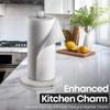 Flexzion Marble Paper Towel Holder 12 inch (White) - Kitchen Countertop Paper Towel Holder Stand Rack with Roll Dispenser Pole and Weighted Marble Base for Tables Home Dining Bathroom Storage view 2
