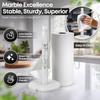 Flexzion Marble Paper Towel Holder 12 inch (White) - Kitchen Countertop Paper Towel Holder Stand Rack with Roll Dispenser Pole and Weighted Marble Base for Tables Home Dining Bathroom Storage view 4