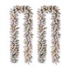 Glitzhome 2PK 9ft Christmas Garlands for Mantle, Prelit Snow Flocked Christmas Garlands with Warm White LED Light and Timer for Christmas Table Wall Fireplace Mantle Holiday Party Decorations view 3