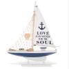 CoTa Global Ocean Blue Sailboat Decor  Handmade Wooden Boat Decor, Cute Beach Style Model Sail Boat Decorations, Nautical Themed Table Top Decor Living Room Centerpiece - 14 Inch view 1