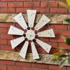 Glitzhome Farmhouse Galvanized Metal Windmill Wall Sculpture Rustic Art Home Decor, 22 Inch, Beige view 3