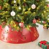 Glitzhome Lighted Diecut Metal Christmas Tree Collar, 26" D, Red view 3