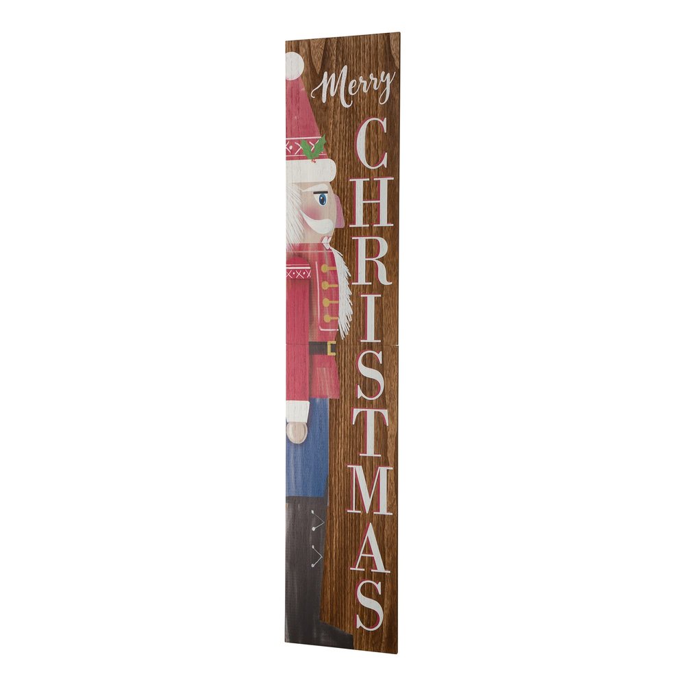 Glitzhome Wooden Welcome Nutcracker Christmas Vertical Porch Sign, 42" H