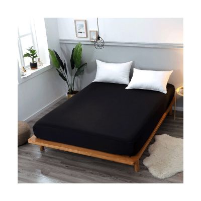MZP 100% Waterproof Mattress Protector Cover Breathable Polyester Jersey Knitted Fabric Mattress Cover Noiseless Soft Extra Deep Fitted Bed Sheet (Color : Black, Size : 150x190+45cm)