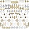 ITART 115pcs Christmas Tree Ornaments Assortment Champagne Silver and White Including Star Tree Topper Balls Large Snowflakes Pine Cone Nutcracker Figurines Beads Garlands for Christmas Tree Decor view 1