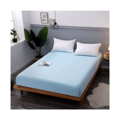 MZP 100% Waterproof Mattress Protector Cover Breathable Polyester Jersey Knitted Fabric Mattress Cover Noiseless Soft Extra Deep Fitted Bed Sheet (Color : Blue, Size : 200x200+45cm)