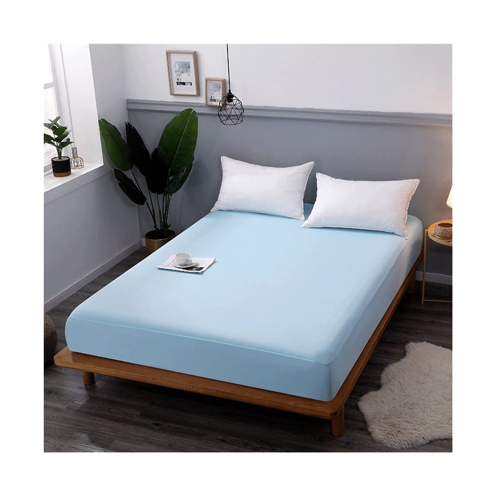MZP 100% Waterproof Mattress Protector Cover Breathable Polyester Jersey Knitted Fabric Mattress Cover Noiseless Soft Extra Deep Fitted Bed Sheet (Color : Blue, Size : 200x200+45cm)
