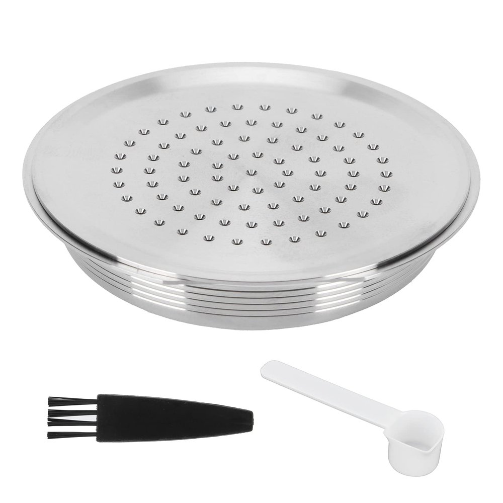 Fdit Household Reusable Coffee Capsule Stainless Steel Coffee Pod Holder Filter Set Coffee Filter Cup with Spoon Set Fit for HD7801