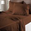 100% Organic Cotton Rich Heavy 1500-TC Percale Weave 4-PCs Sheet Set Fits Mattress 16-20'' Fully Elastic Deep Pocket (Grand King Size) (Stripe, Chocolate) view 1