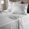 100% Organic Cotton Rich Heavy 1500-TC Percale Weave 4-PCs Sheet Set Fits Mattress 15-18'' Fully Elastic Deep Pocket (Grand King Size) (Stripe, Silver Grey) view 1