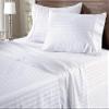 100% Organic Cotton Rich Heavy 1500-TC Percale Weave 4-PCs Sheet Set Fits Mattress 15-18'' Fully Elastic Deep Pocket (Grand King Size) (Stripe, White) view 1