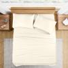 100% Organic Cotton Rich Heavy 1500-TC Percale Weave 4-PCs Sheet Set Fits Mattress 15-18'' Fully Elastic Deep Pocket (Grand King Size) (Solid, Ivory) view 2