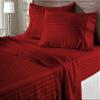 100% Organic Cotton Rich Heavy 1500-TC Percale Weave 4-PCs Sheet Set Fits Mattress 15-18'' Fully Elastic Deep Pocket (Grand King Size) (Stripe, Burgundy) view 1