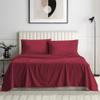 100% Organic Cotton Rich Heavy 1500-TC Percale Weave 4-PCs Sheet Set Fits Mattress 15-18'' Fully Elastic Deep Pocket (Grand King Size) (Stripe, Burgundy) view 2