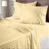 100% Organic Cotton Rich Heavy 1500-TC Percale Weave 4-PCs Sheet Set Fits Mattress 15-18'' Fully Elastic Deep Pocket (Emperor Size) (Stripe, Beige) view 1