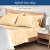 100% Organic Cotton Rich Heavy 1500-TC Percale Weave 4-PCs Sheet Set Fits Mattress 15-18'' Fully Elastic Deep Pocket (Emperor Size) (Stripe, Beige) view 3