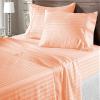 100% Organic Cotton Rich Heavy 1500-TC Percale Weave 4-PCs Sheet Set Fits Mattress 16-20'' Fully Elastic Deep Pocket (Grand King Size) (Stripe, Peach) view 1