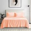 100% Organic Cotton Rich Heavy 1500-TC Percale Weave 4-PCs Sheet Set Fits Mattress 16-20'' Fully Elastic Deep Pocket (Grand King Size) (Stripe, Peach) view 2
