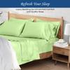 100% Organic Cotton Rich Heavy 1500-TC Percale Weave 4-PCs Sheet Set Fits Mattress 15-18'' Fully Elastic Deep Pocket (Emperor Size) (Stripe, Sage Green) view 3