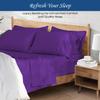 100% Organic Cotton Rich Heavy 1500-TC Percale Weave 4-PCs Sheet Set Fits Mattress 15-18'' Fully Elastic Deep Pocket (Grand King Size) (Stripe, Purple) view 3