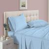 100% Organic Cotton Rich Heavy 1500-TC Percale Weave 4-PCs Sheet Set Fits Mattress 15-18'' Fully Elastic Deep Pocket (Emperor Size) (Stripe, Light Blue) view 1