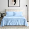 100% Organic Cotton Rich Heavy 1500-TC Percale Weave 4-PCs Sheet Set Fits Mattress 15-18'' Fully Elastic Deep Pocket (Emperor Size) (Stripe, Light Blue) view 2