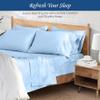 100% Organic Cotton Rich Heavy 1500-TC Percale Weave 4-PCs Sheet Set Fits Mattress 15-18'' Fully Elastic Deep Pocket (Emperor Size) (Stripe, Light Blue) view 3