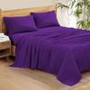 100% Organic Cotton Rich Heavy 1500-TC Percale Weave 4-PCs Sheet Set Fits Mattress 15-18'' Fully Elastic Deep Pocket (Grand King Size) (Solid, Purple) view 1