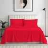 100% Organic Cotton Rich Heavy 1500-TC Percale Weave 4-PCs Sheet Set Fits Mattress 15-18'' Fully Elastic Deep Pocket (Grand King Size) (Stripe, Red) view 2
